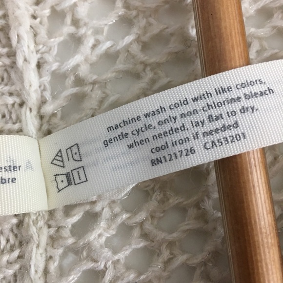 Aeropostale Beige Cream Open Knit Crew Neck Oversized Batwing Sweater Size M/L - Picture 8 of 8